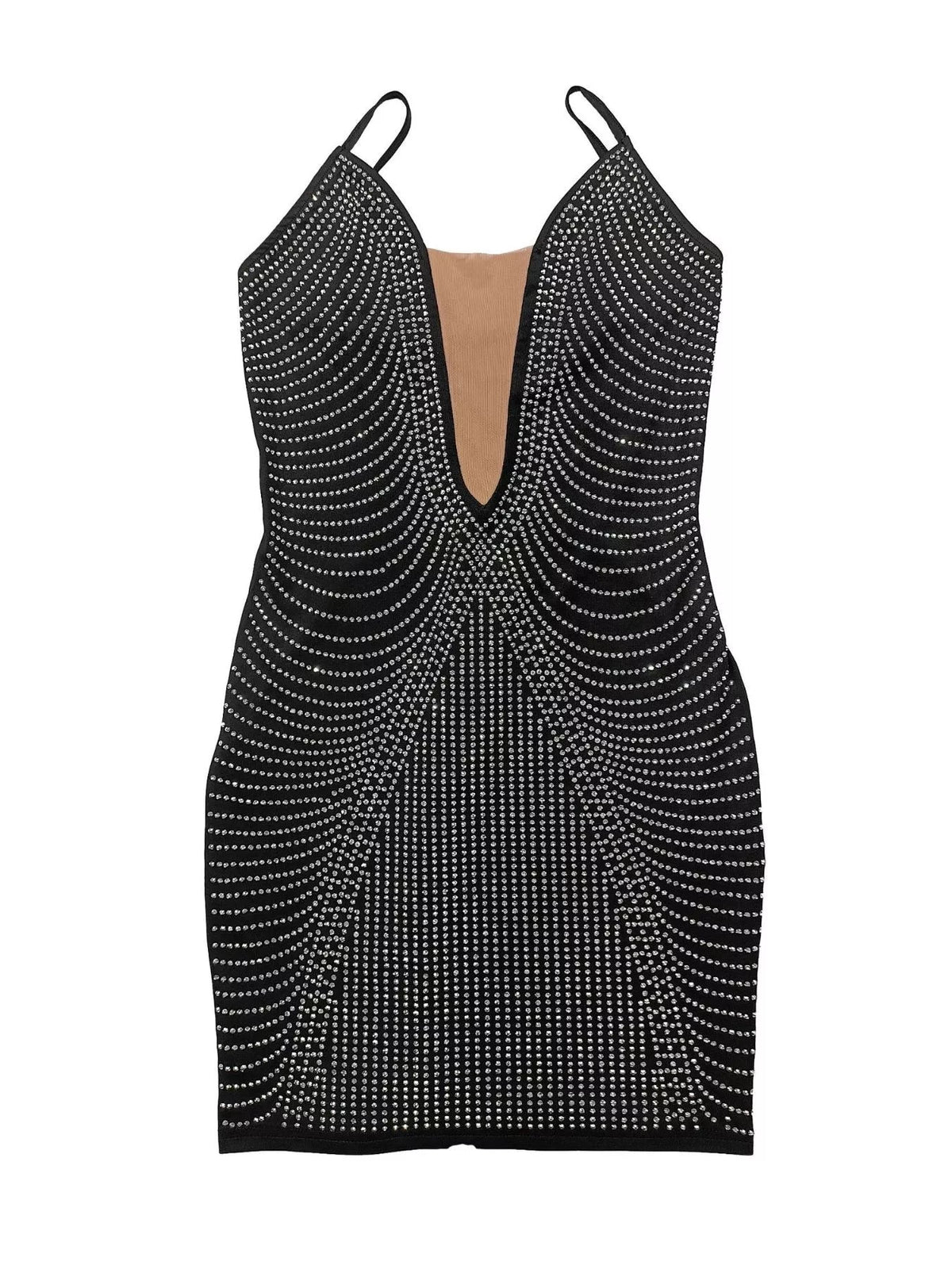 Rhinestone Spaghetti Strap Mini Dress - Flip Flop Dynasty