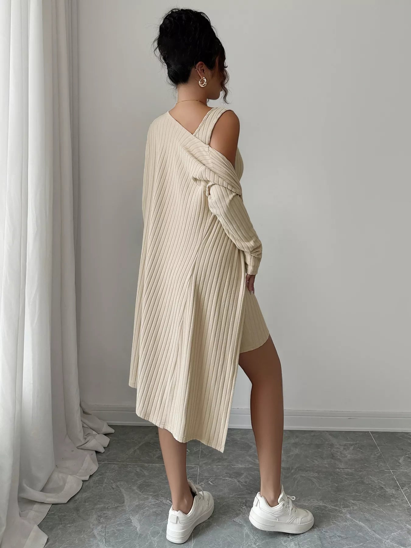 Ribbed Knit Cardigan & Dress Sweater Set - Flip Flop Dynasty