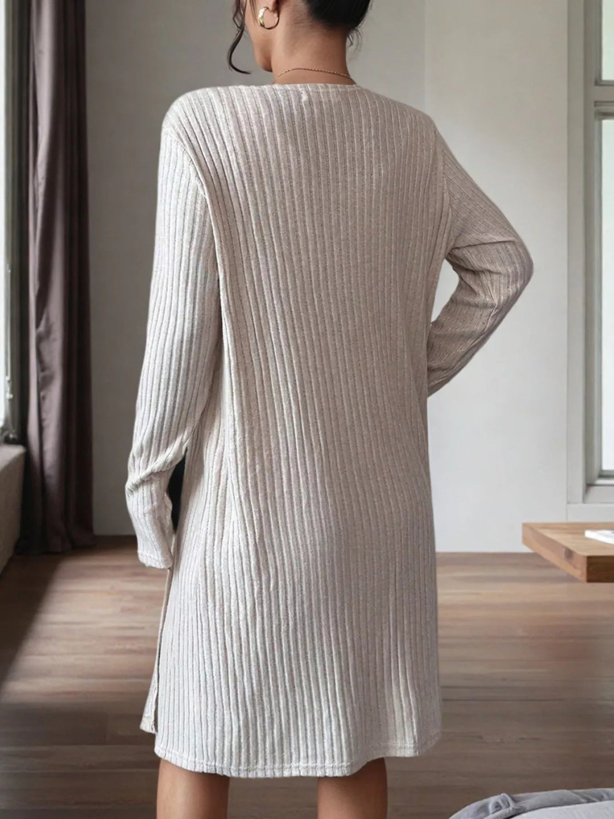 Ribbed Knit Tank Dress and Cardigan Set - Flip Flop Dynasty