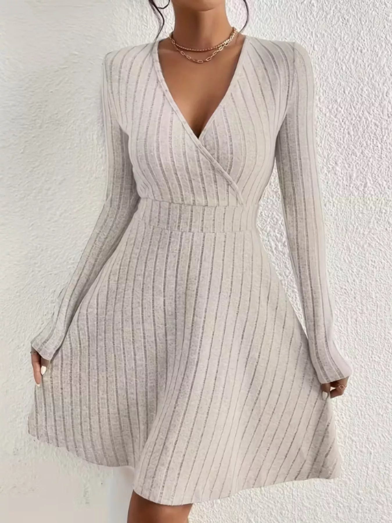 Ribbed Knit Wrap Mini Dress - Flip Flop Dynasty