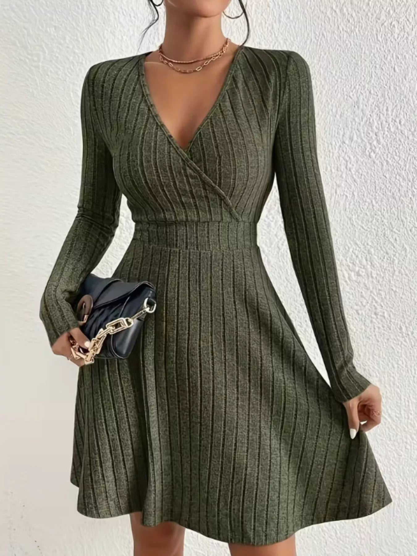 Ribbed Knit Wrap Mini Dress - Flip Flop Dynasty