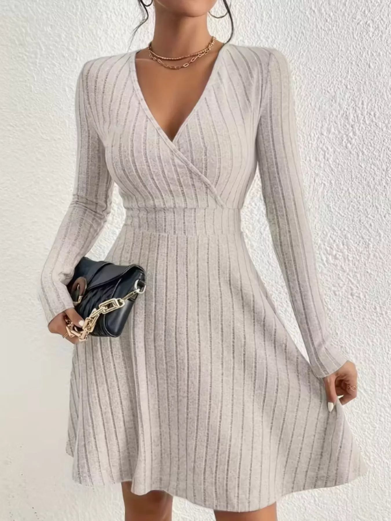 Ribbed Knit Wrap Mini Dress - Flip Flop Dynasty