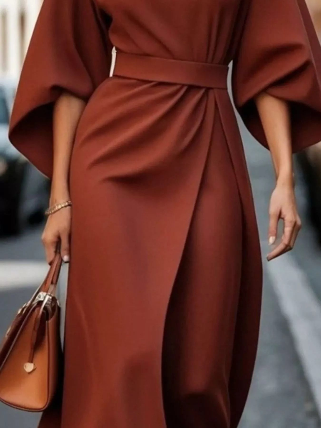 Round Neck 3/4 Sleeve Dress - Flip Flop Dynasty