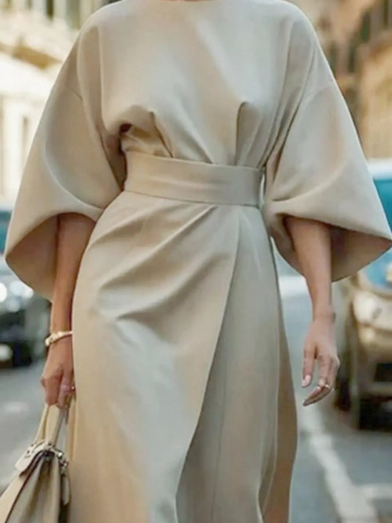 Round Neck 3/4 Sleeve Dress - Flip Flop Dynasty