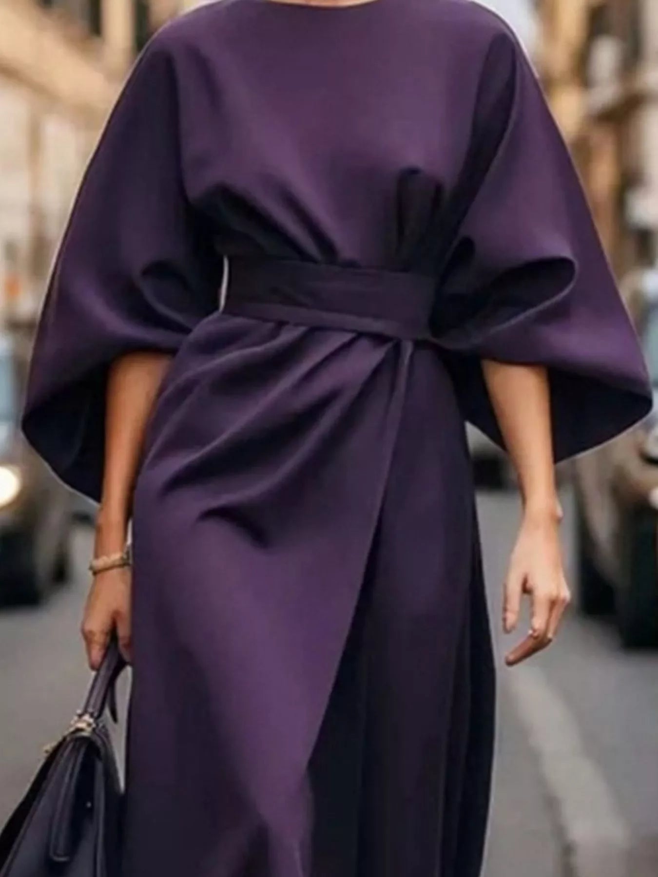 Round Neck 3/4 Sleeve Dress - Flip Flop Dynasty