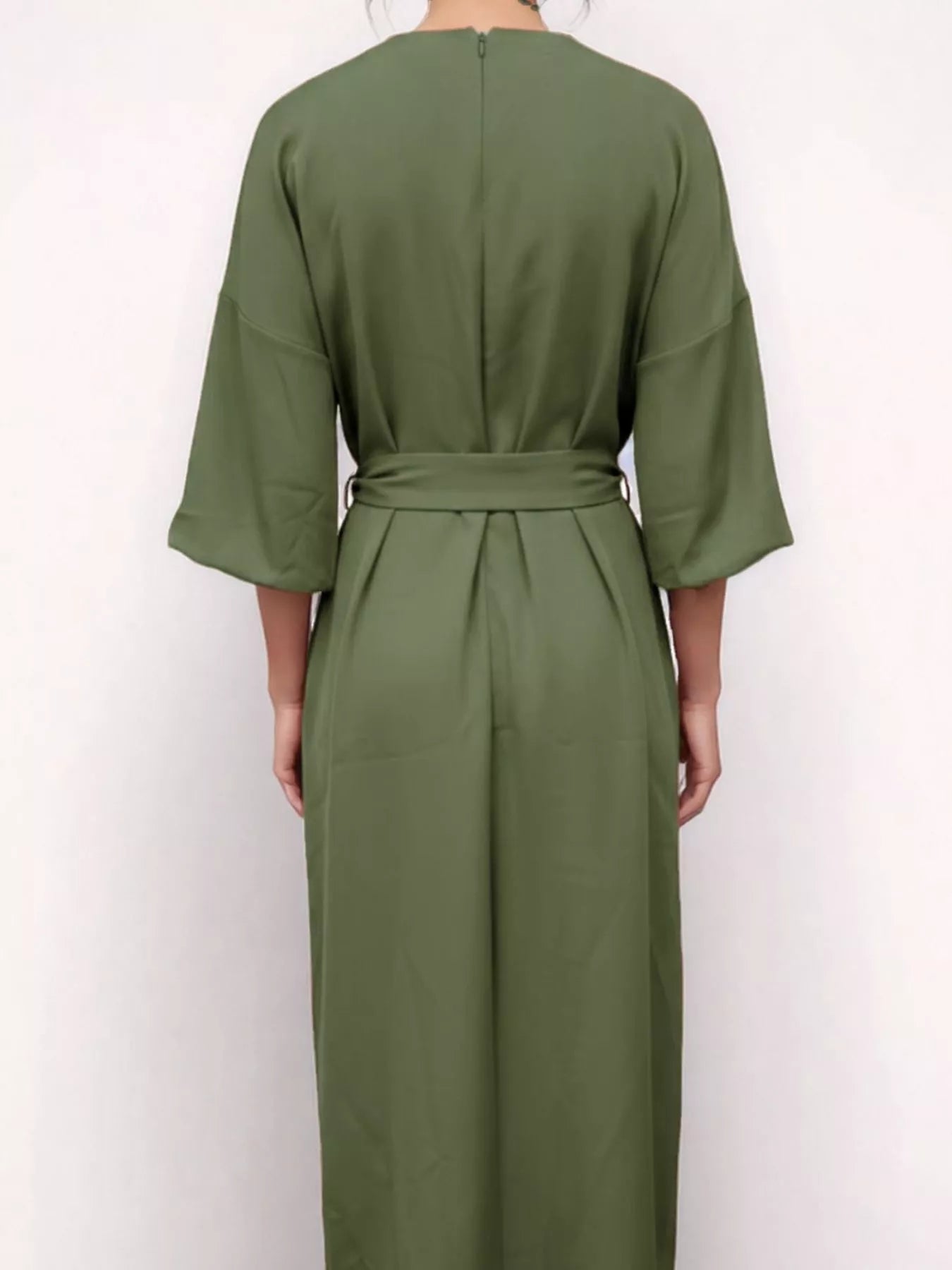 Round Neck 3/4 Sleeve Dress - Flip Flop Dynasty