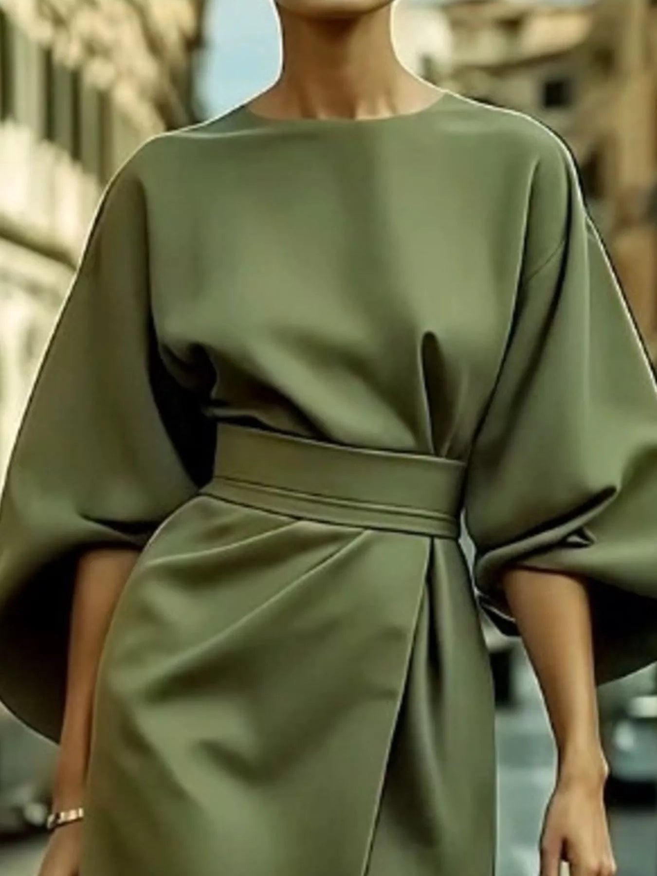 Round Neck 3/4 Sleeve Dress - Flip Flop Dynasty