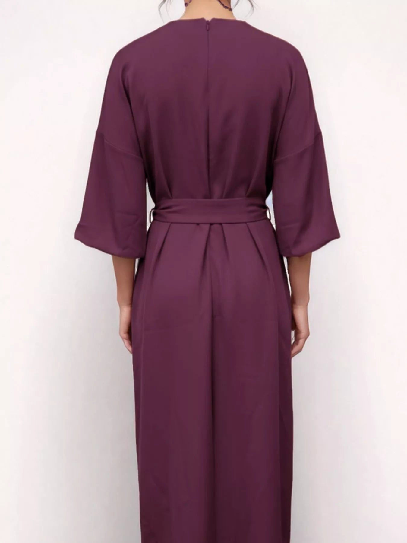 Round Neck 3/4 Sleeve Dress - Flip Flop Dynasty