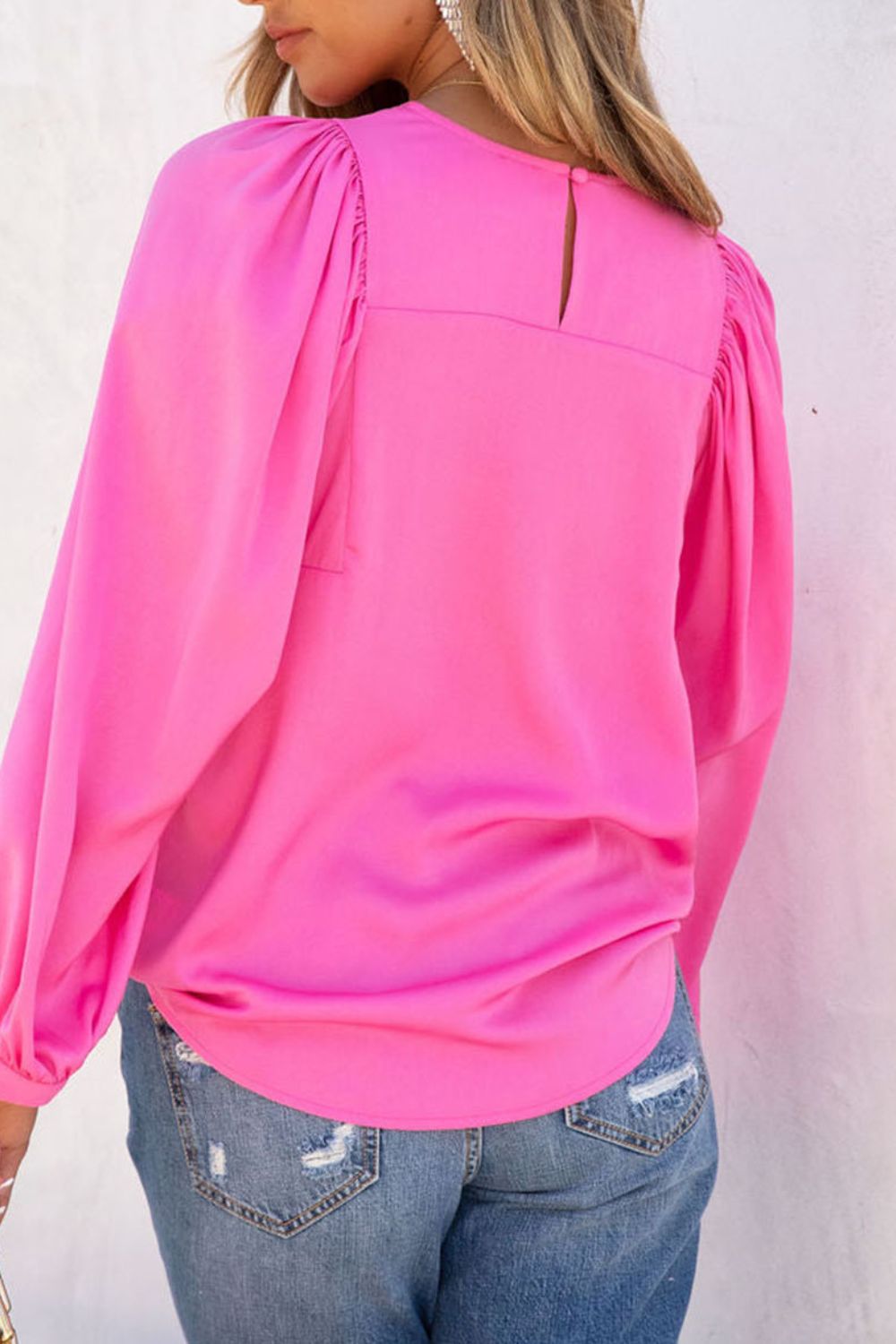 Round Neck Long Sleeve Blouse - Flip Flop Dynasty