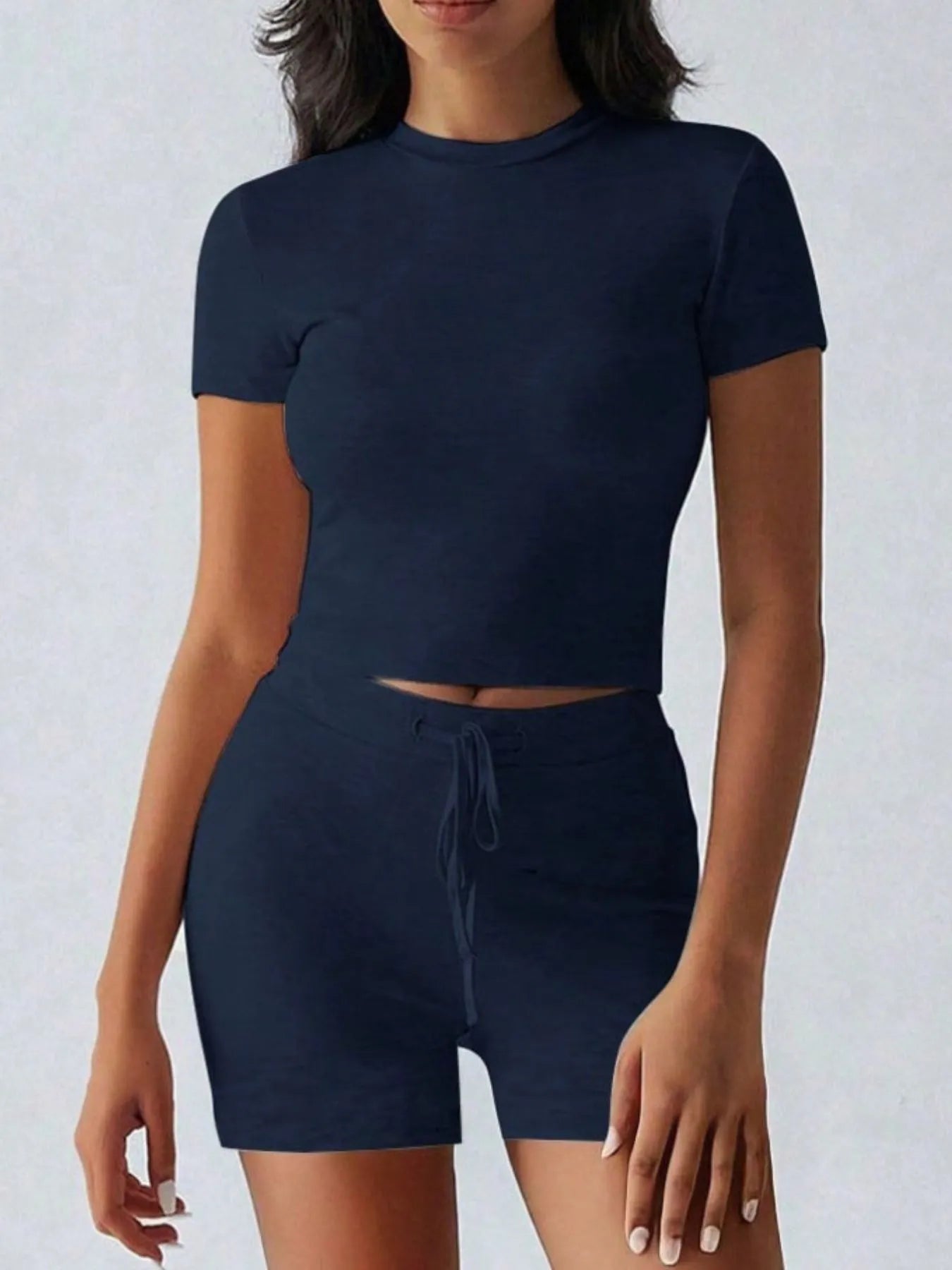 Round Neck Short Sleeve Top and Shorts Set - Flip Flop Dynasty