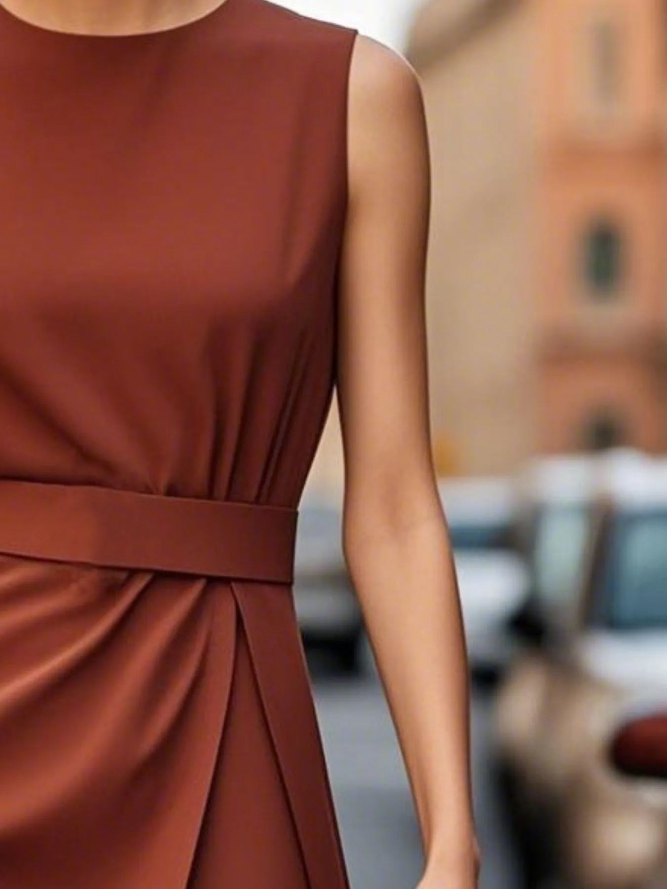 Round Neck Sleeveless Midi Sheath Dress - Flip Flop Dynasty
