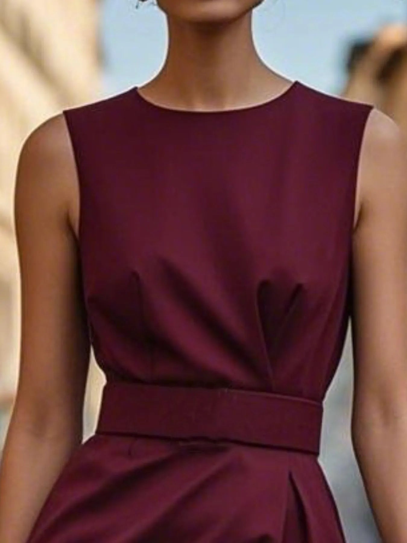 Round Neck Sleeveless Midi Sheath Dress - Flip Flop Dynasty