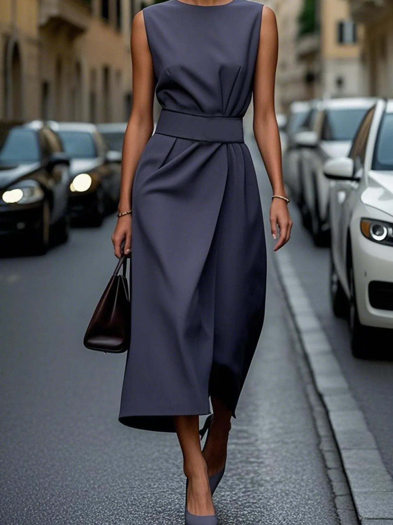 Round Neck Sleeveless Midi Sheath Dress - Flip Flop Dynasty