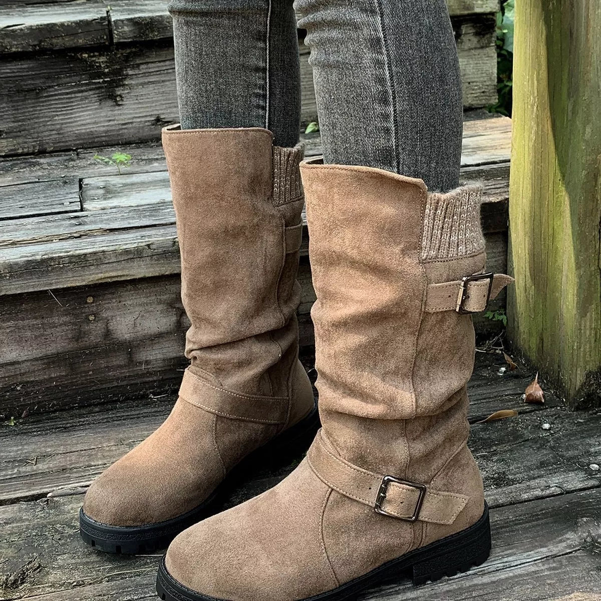 Round Toe Block Heel Boots - Flip Flop Dynasty