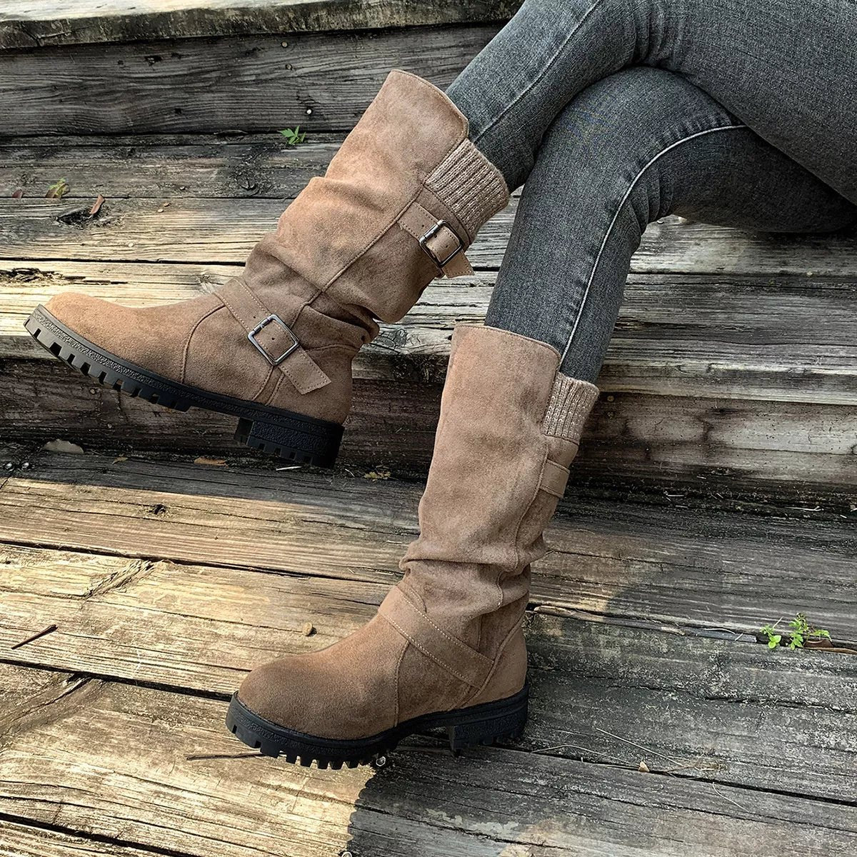 Round Toe Block Heel Boots - Flip Flop Dynasty