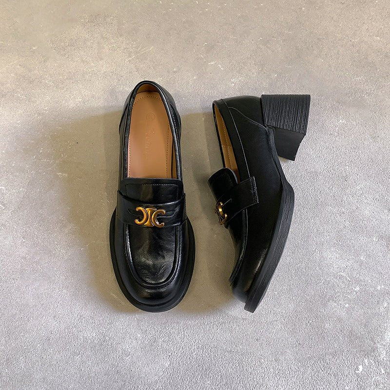 Round Toe Block Heel Loafers - Flip Flop Dynasty