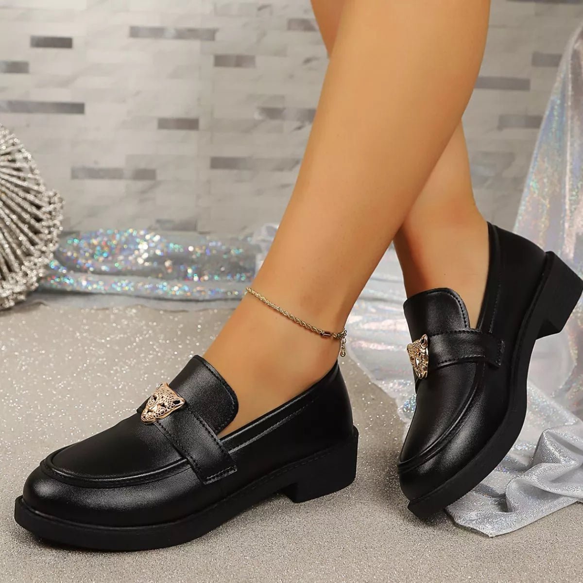 Round Toe Block Heel Loafers - Flip Flop Dynasty