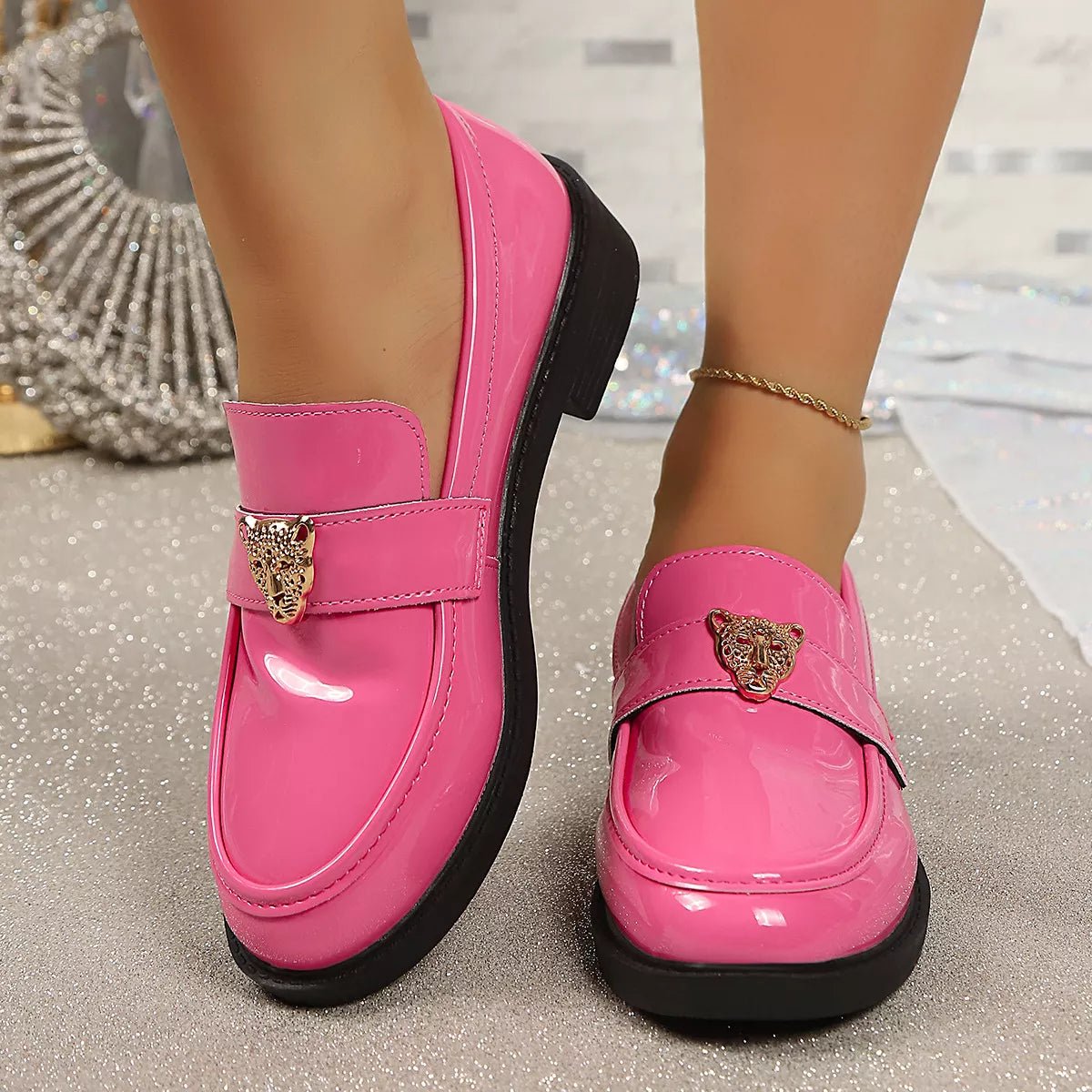 Round Toe Block Heel Loafers - Flip Flop Dynasty