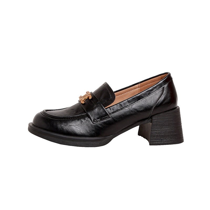 Round Toe Block Heel Loafers - Flip Flop Dynasty