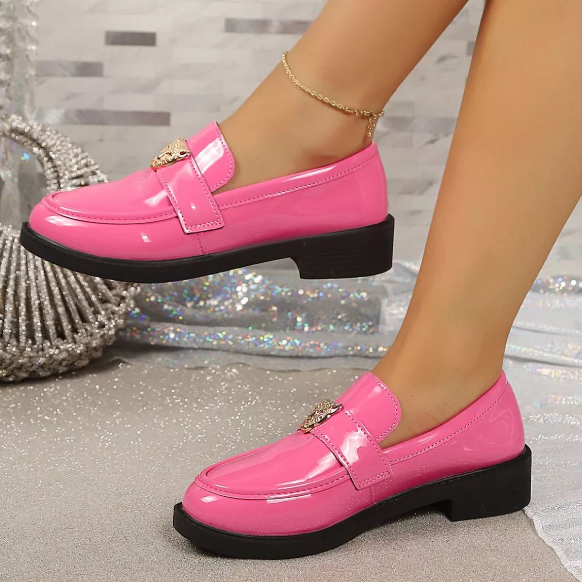 Round Toe Block Heel Loafers - Flip Flop Dynasty