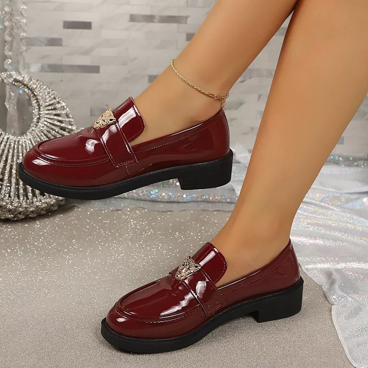Round Toe Block Heel Loafers - Flip Flop Dynasty