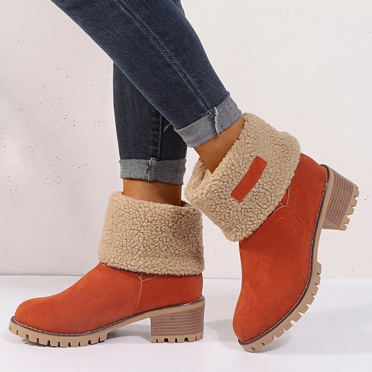 Round Toe Block Heels Boots - Flip Flop Dynasty