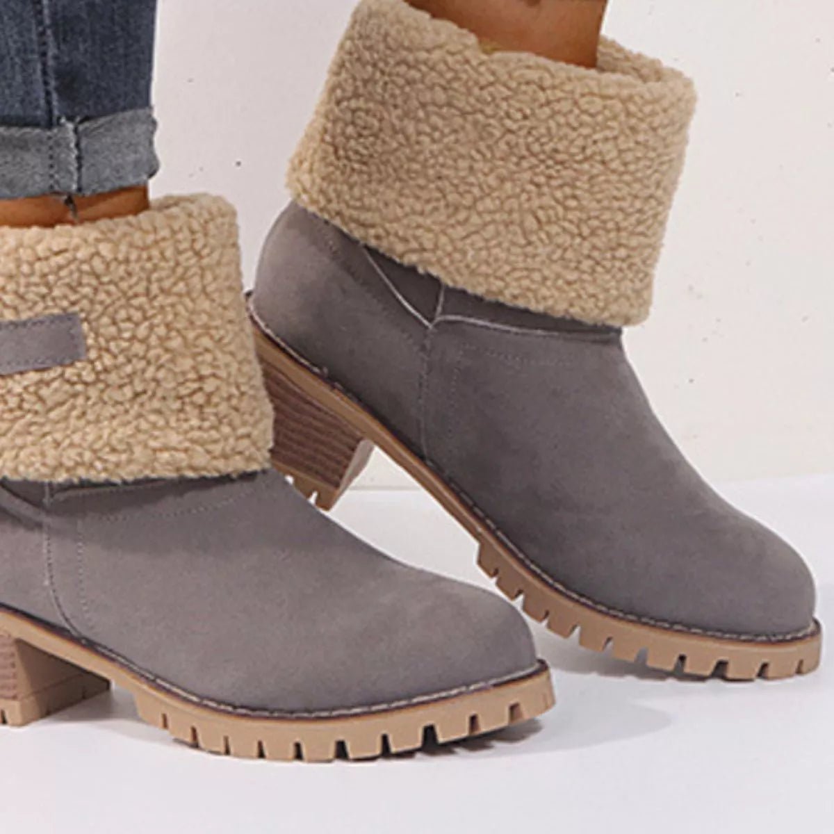Round Toe Block Heels Boots - Flip Flop Dynasty