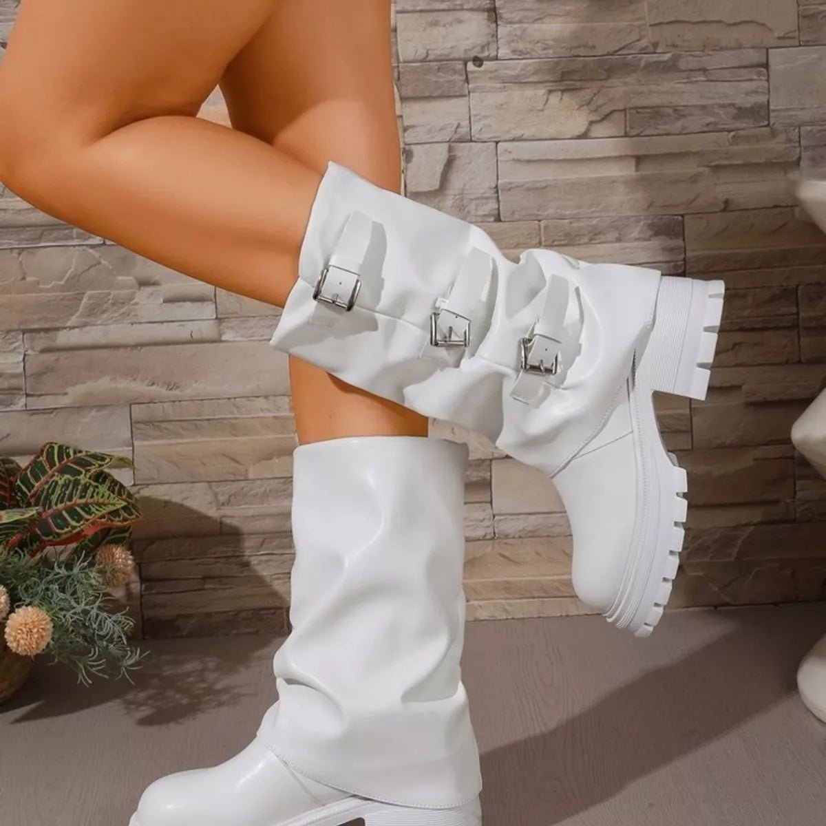 Round Toe Block Heels Boots - Flip Flop Dynasty