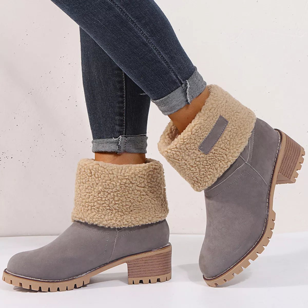 Round Toe Block Heels Boots - Flip Flop Dynasty