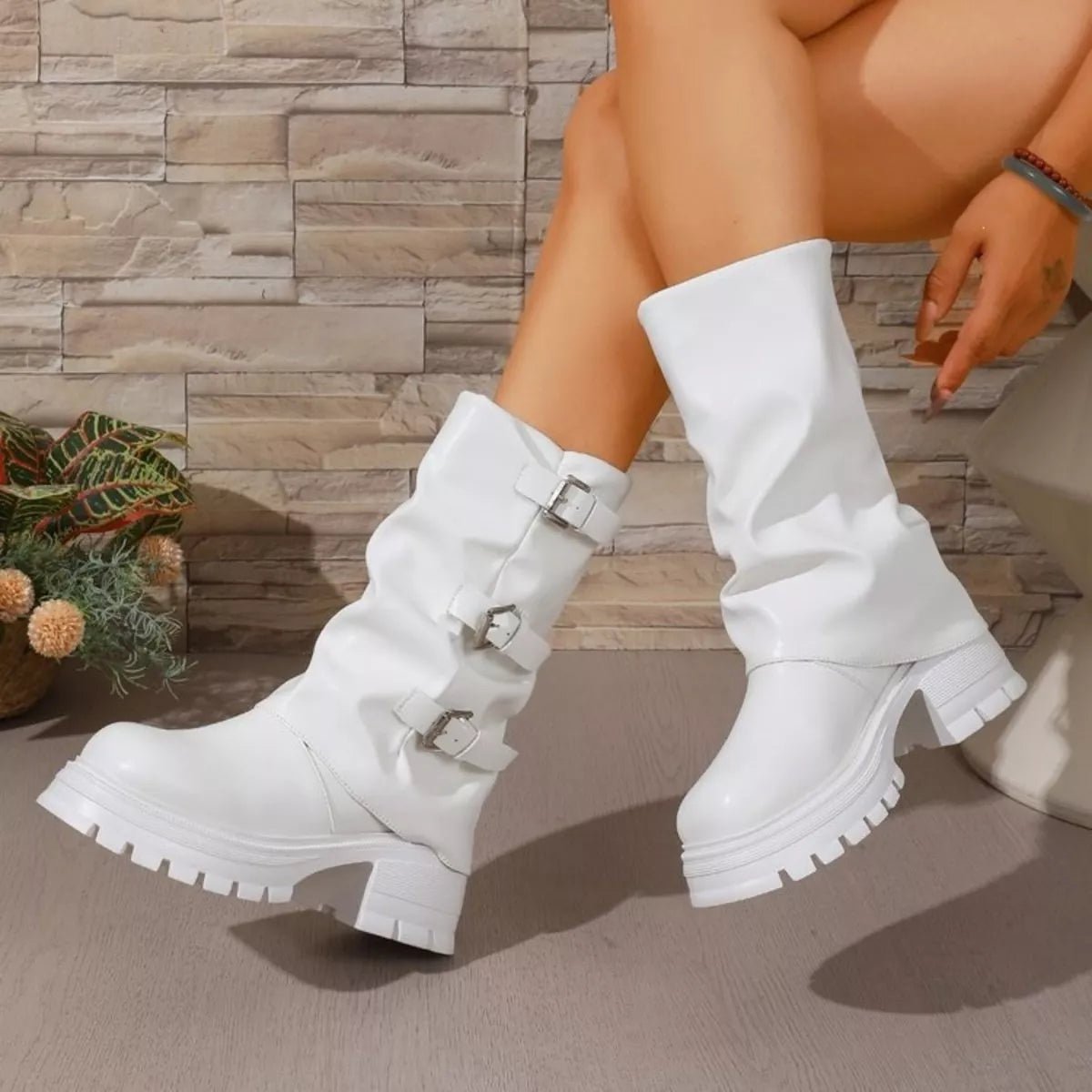 Round Toe Block Heels Boots - Flip Flop Dynasty