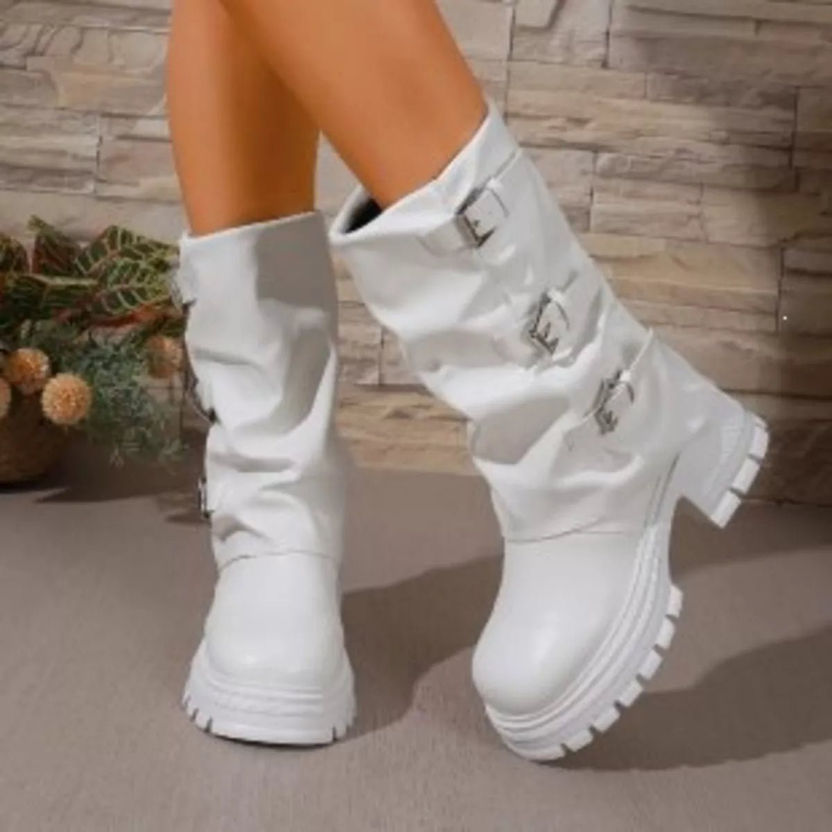 Round Toe Block Heels Boots - Flip Flop Dynasty