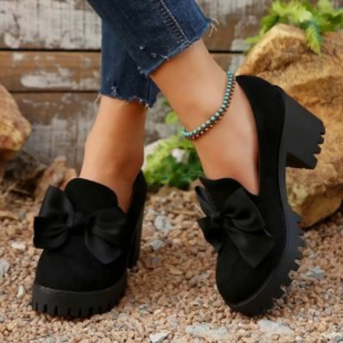 Round Toe Block Heels Pumps - Flip Flop Dynasty