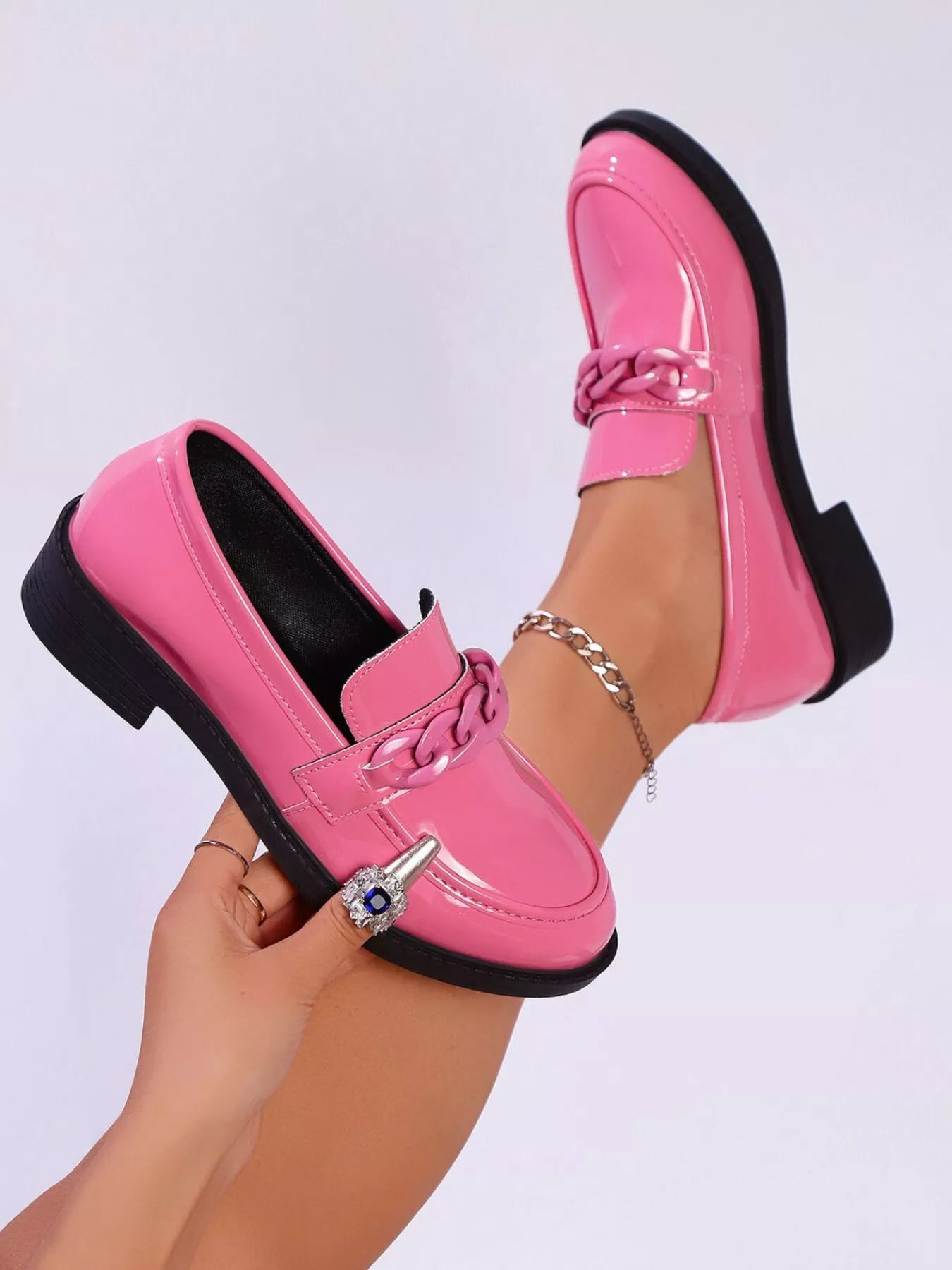 Round Toe Chain Detail Loafers - Flip Flop Dynasty