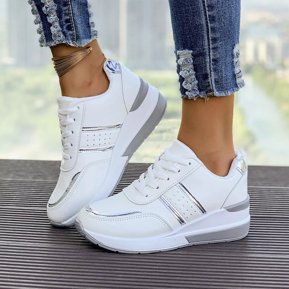 Round Toe Lace Up Sneakers - Flip Flop Dynasty