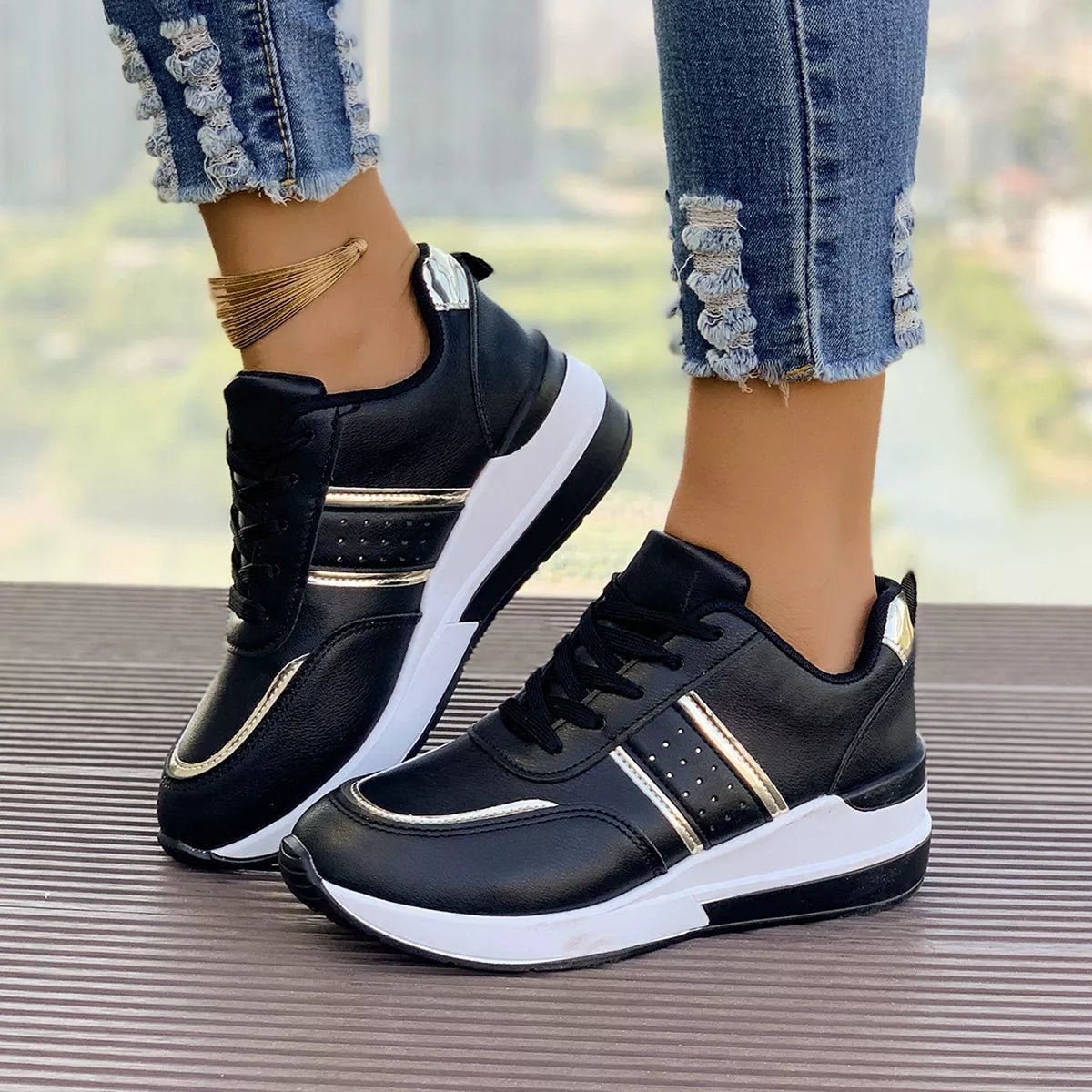 Round Toe Lace Up Sneakers - Flip Flop Dynasty