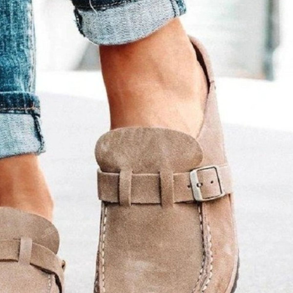 Round Toe Low Heel Buckle Loafers - Flip Flop Dynasty