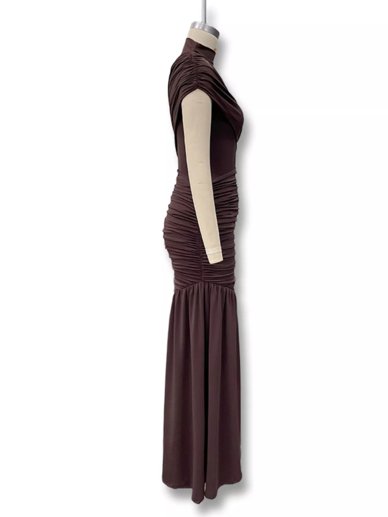 Ruched Asymmetrical Mock Neck Dress - Flip Flop Dynasty