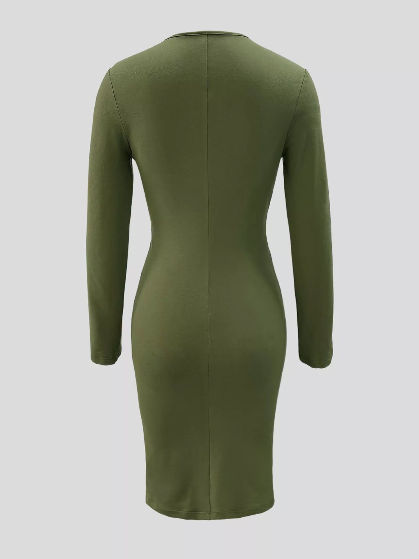 Ruched Deep V - Neck Bodycon Midi Dress - Flip Flop Dynasty