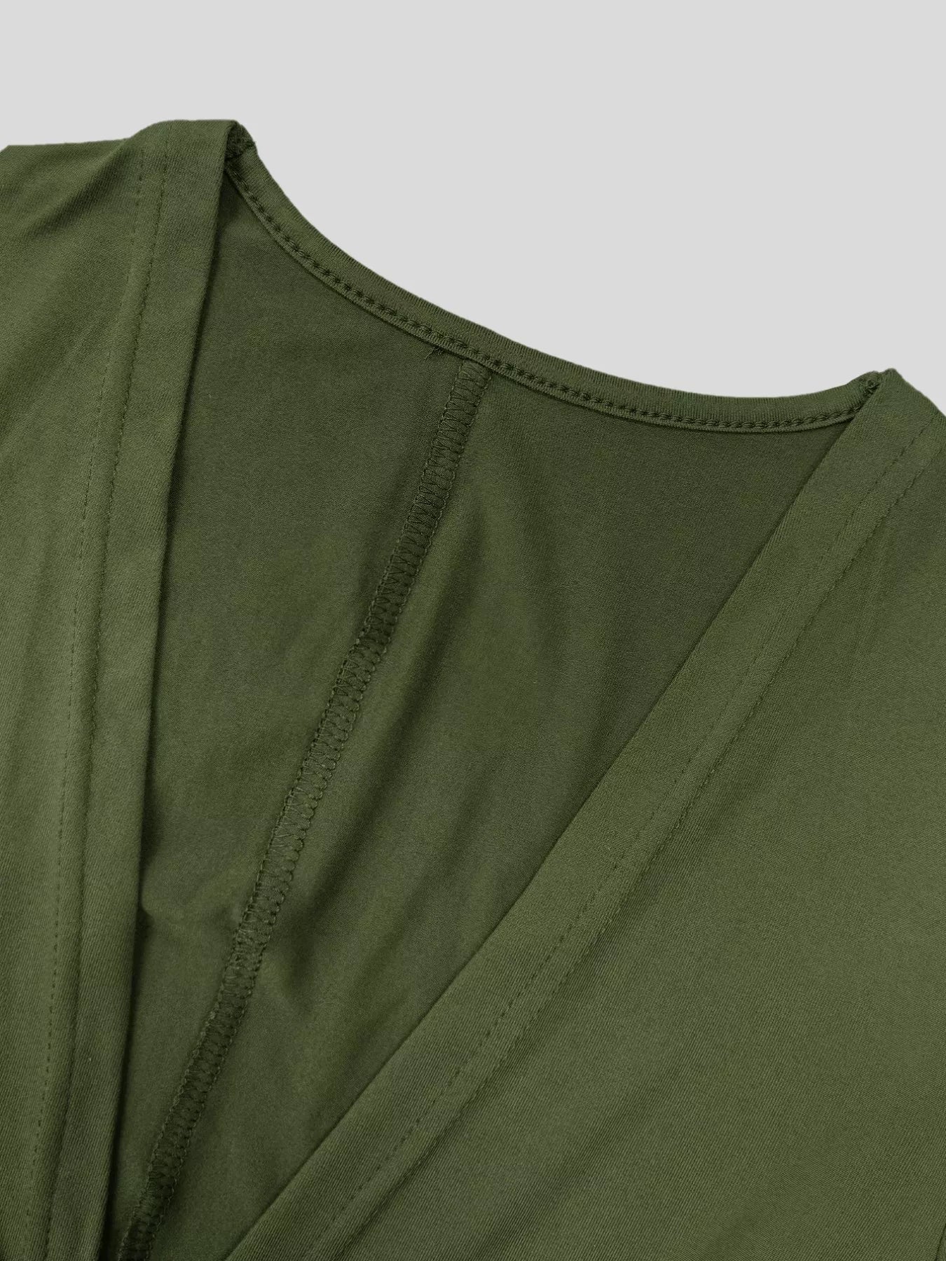 Ruched Deep V - Neck Bodycon Midi Dress - Flip Flop Dynasty