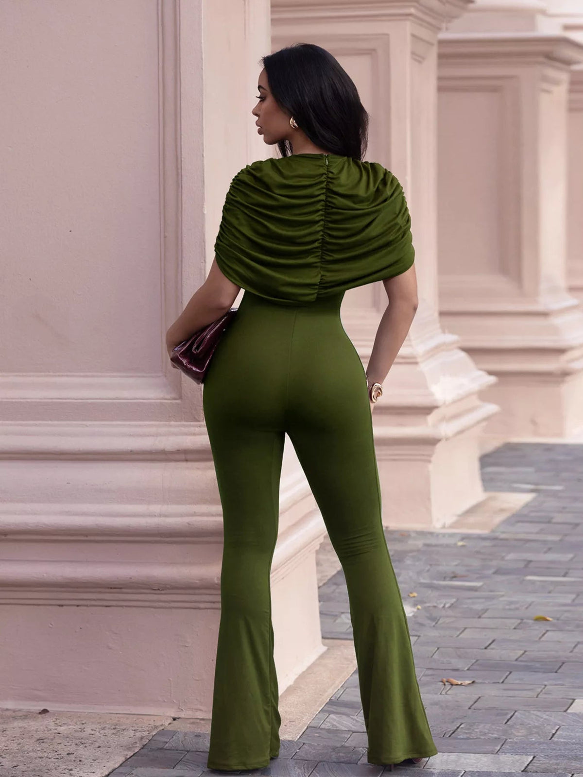 Ruched Flare Leg Jumpsuit - Flip Flop Dynasty
