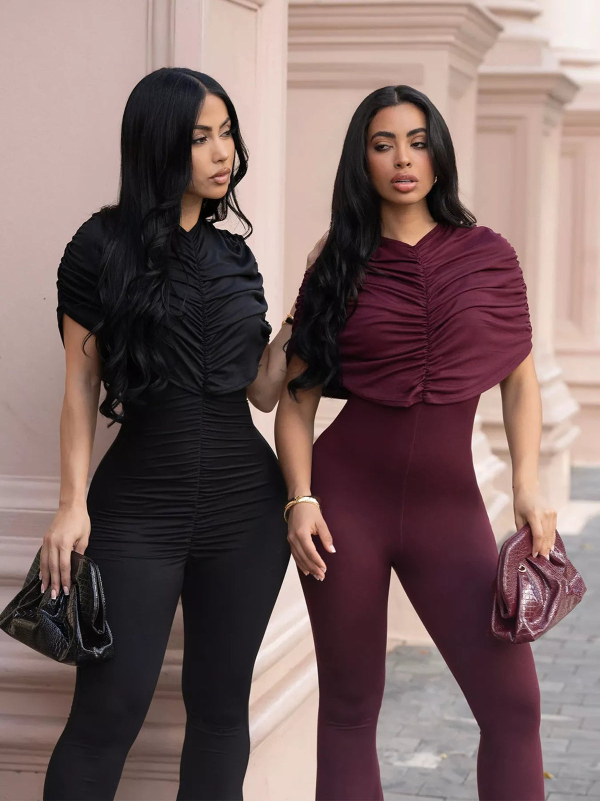 Ruched Flare Leg Jumpsuit - Flip Flop Dynasty