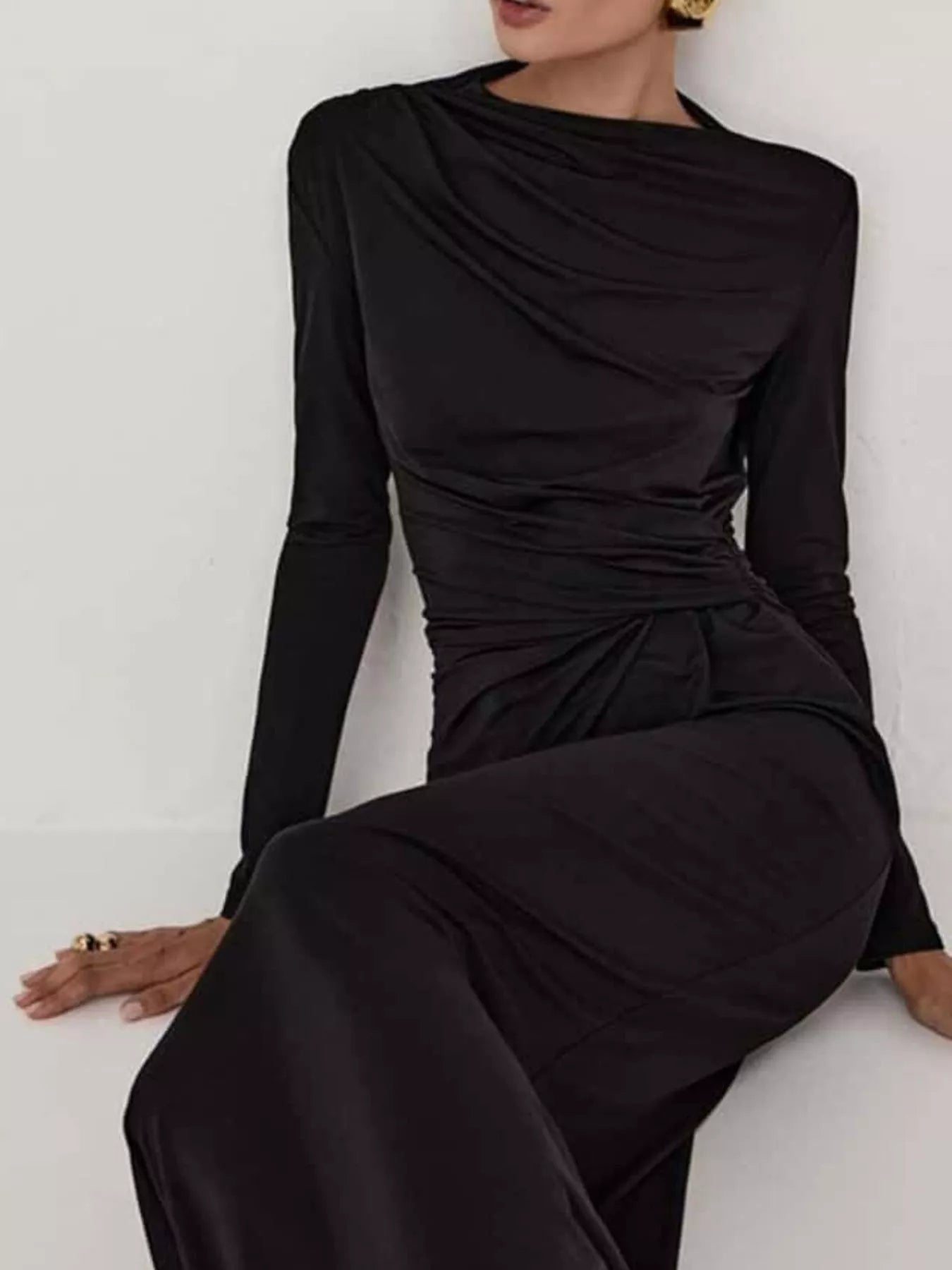 Ruched Long Sleeve Bodycon Maxi Dress - Flip Flop Dynasty