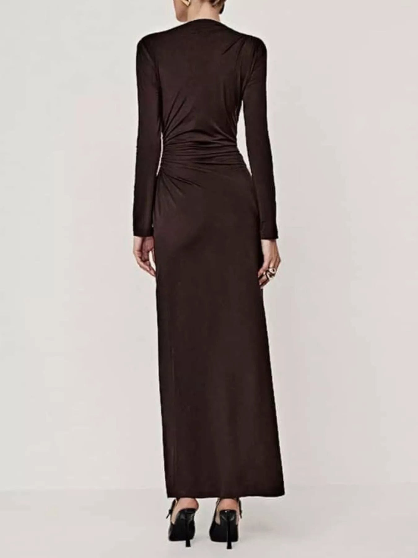 Ruched Long Sleeve Bodycon Maxi Dress - Flip Flop Dynasty