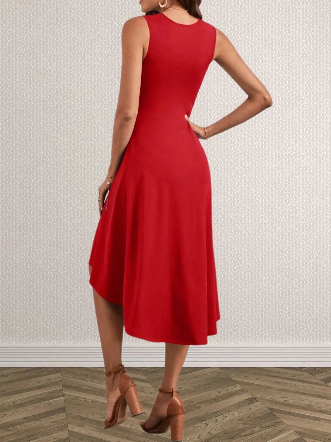 Ruched Round Neck Sleeveless Dress - Flip Flop Dynasty