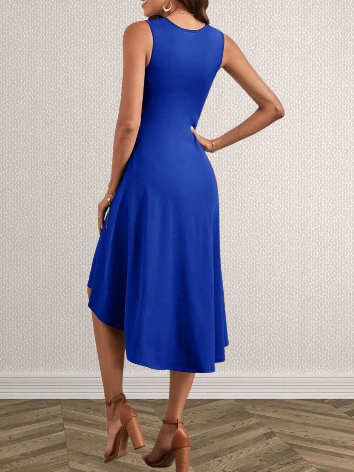 Ruched Round Neck Sleeveless Dress - Flip Flop Dynasty