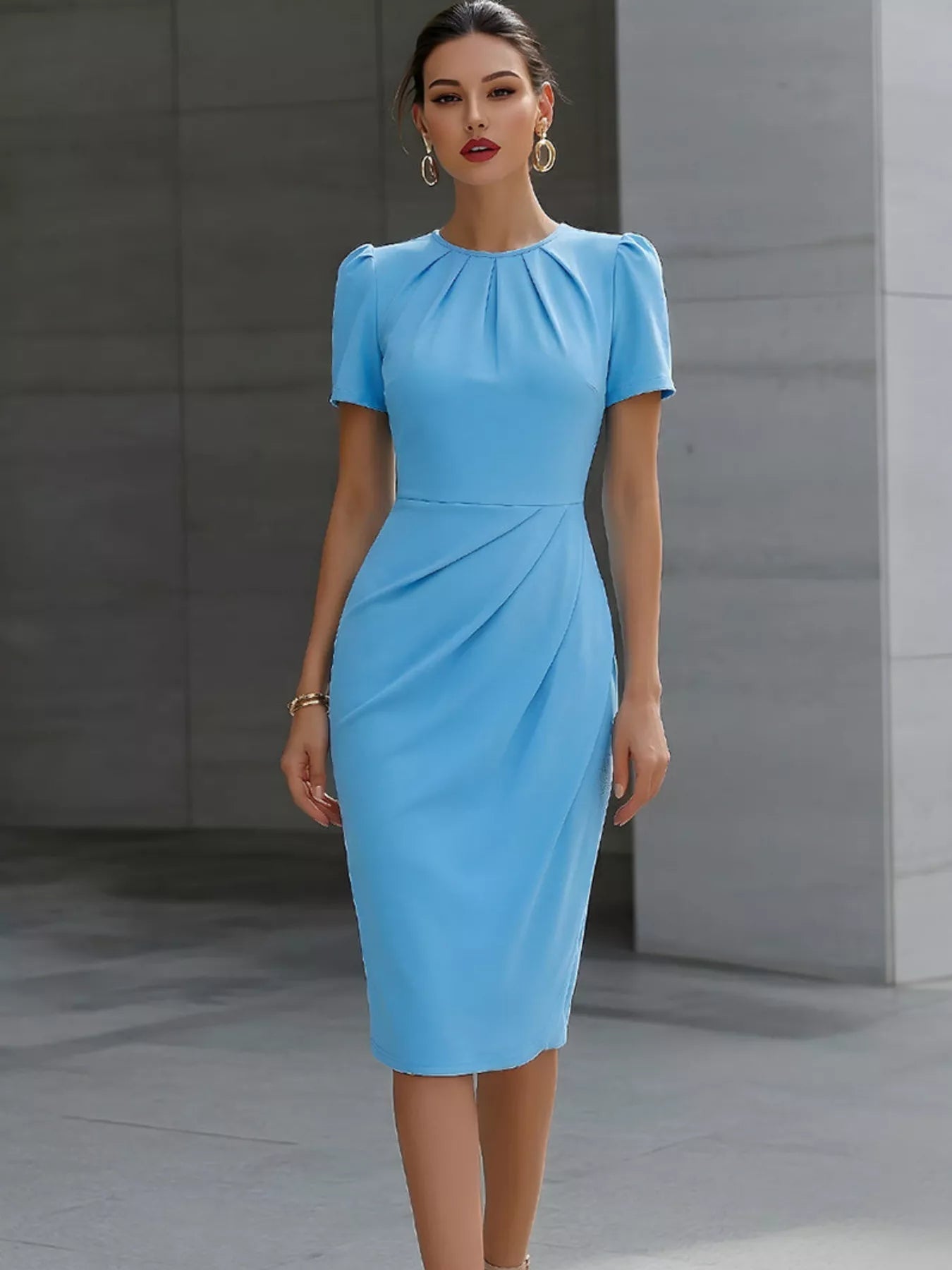 Ruched Short Sleeve Midi Dress - Flip Flop Dynasty