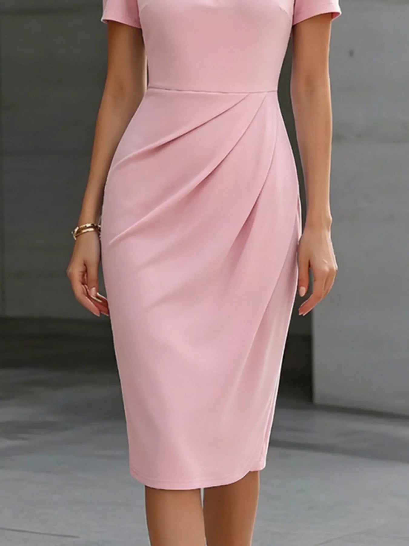 Ruched Short Sleeve Midi Dress - Flip Flop Dynasty