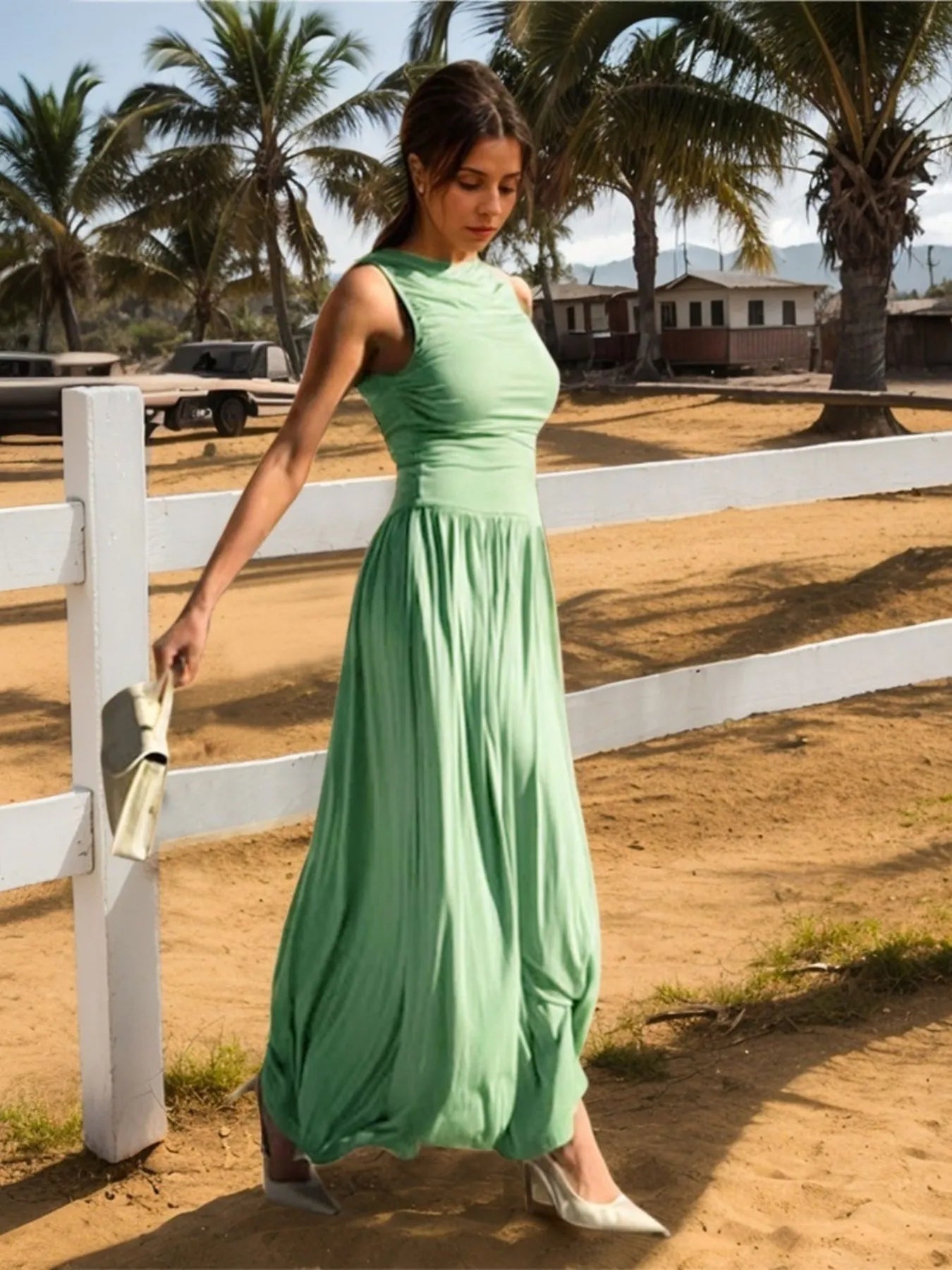 Ruched Sleeveless Maxi Dress - Flip Flop Dynasty