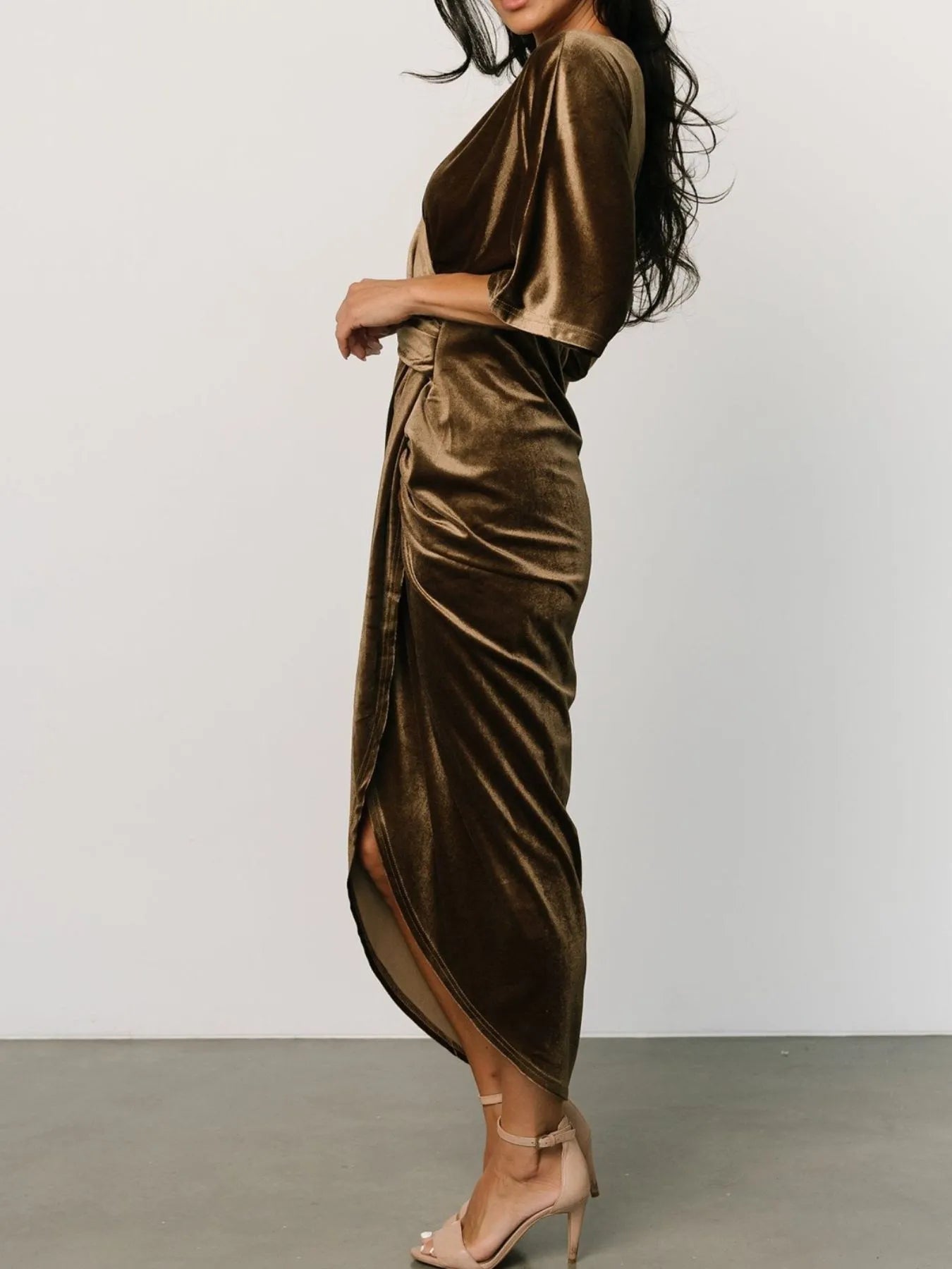 Ruched Surplice Half Sleeve Dress - Flip Flop Dynasty