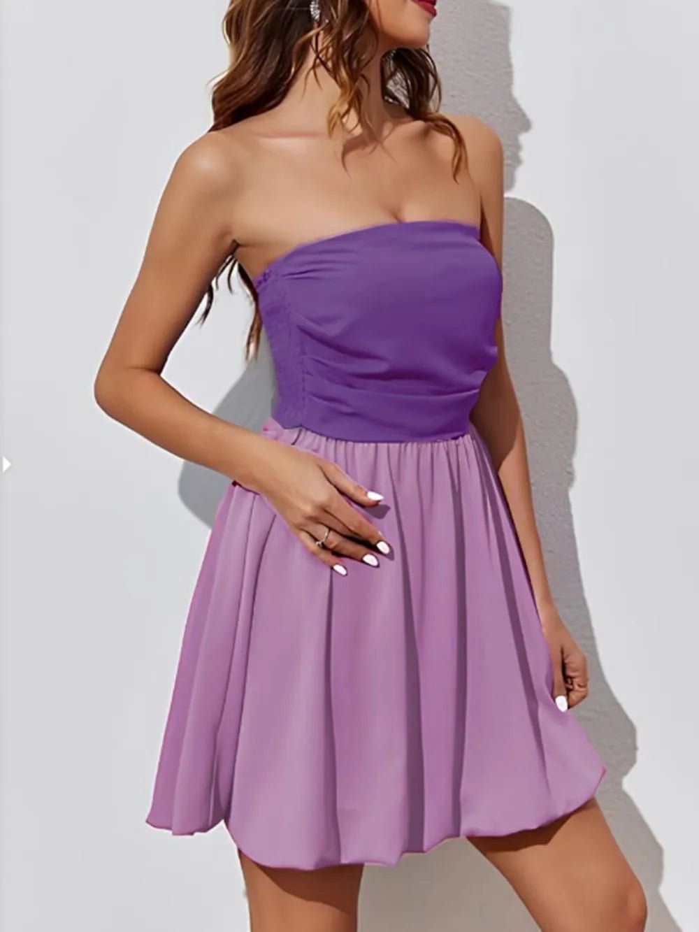 Ruched Two - Tone Tube Mini Dress - Flip Flop Dynasty